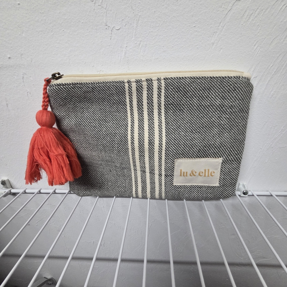 Lu & Elle Gray Cosmetic Bag with Red Tassel